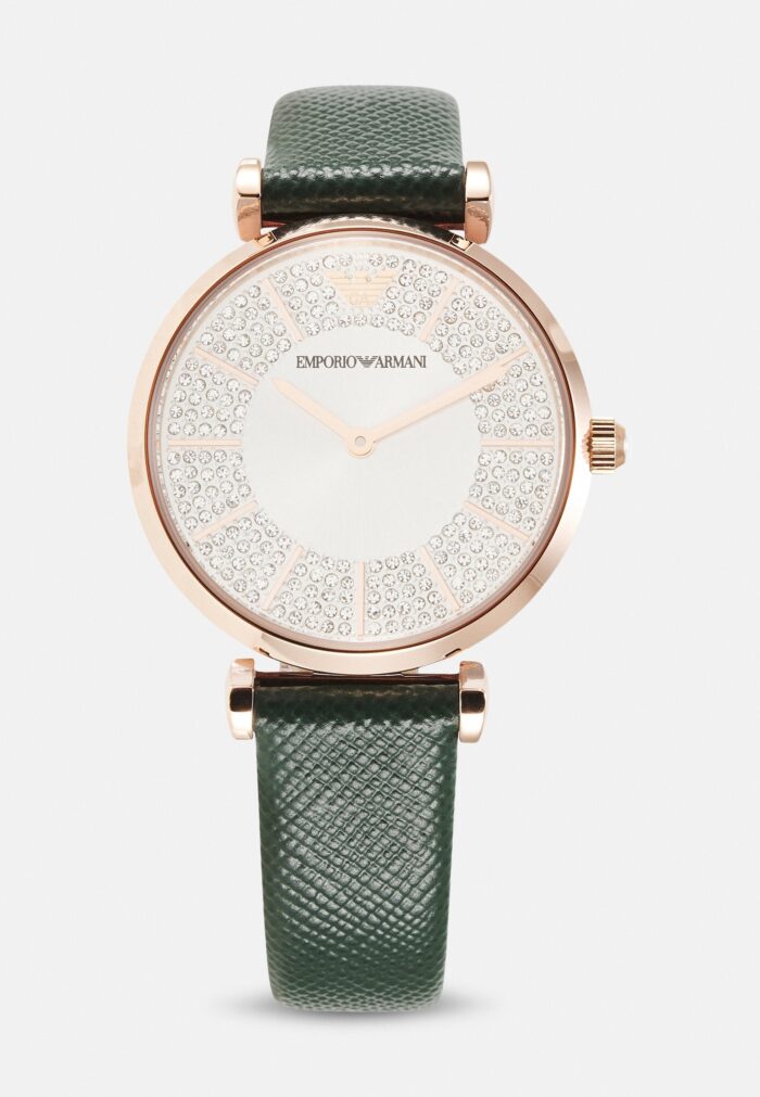 Emporio Armani Pro Planet Analog Silver Dial Green Leather Strap Watch For Women - AR11517 - Image 8